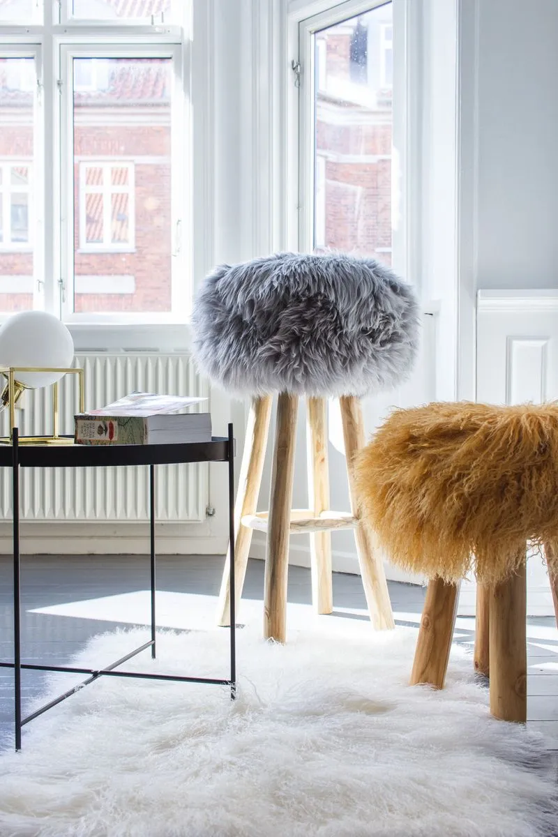 Sheepskin Stool Cover | Ø35xH17 cm