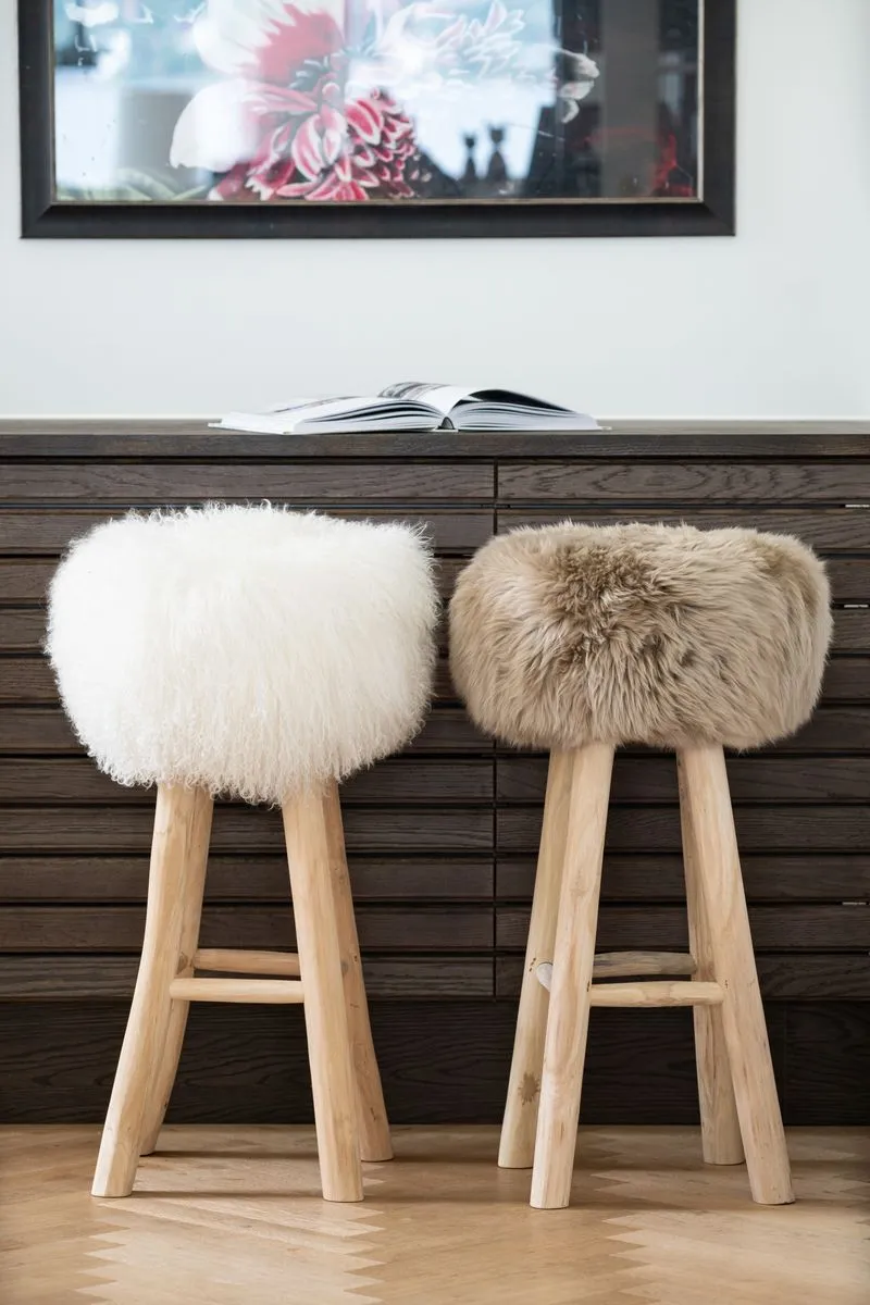 Sheepskin Stool Cover | Ø35xH17 cm