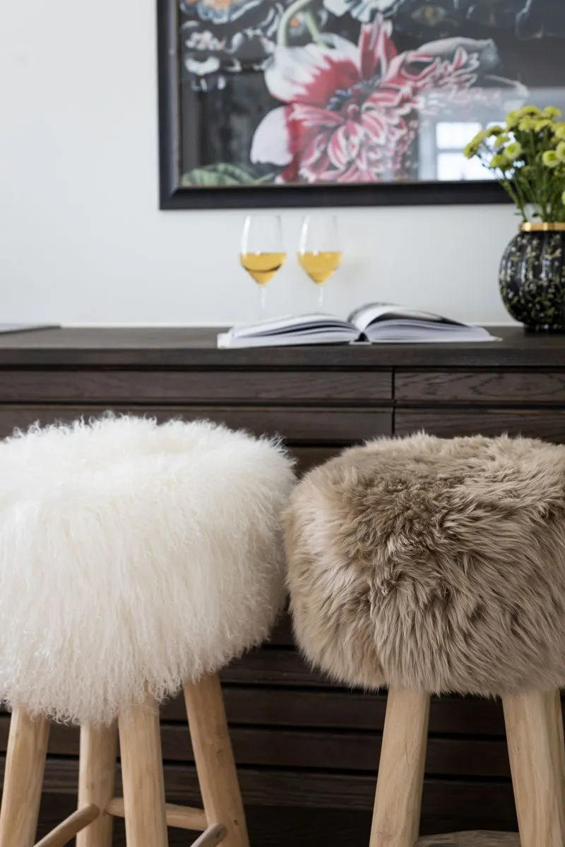 Sheepskin Stool Cover | Ø35xH17 cm