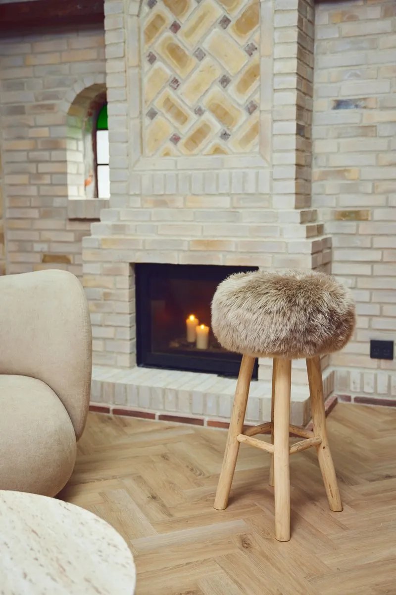 Sheepskin Stool Cover | Ø35xH17 cm