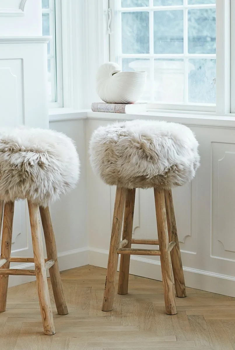 Sheepskin Stool Cover | Ø35xH17 cm