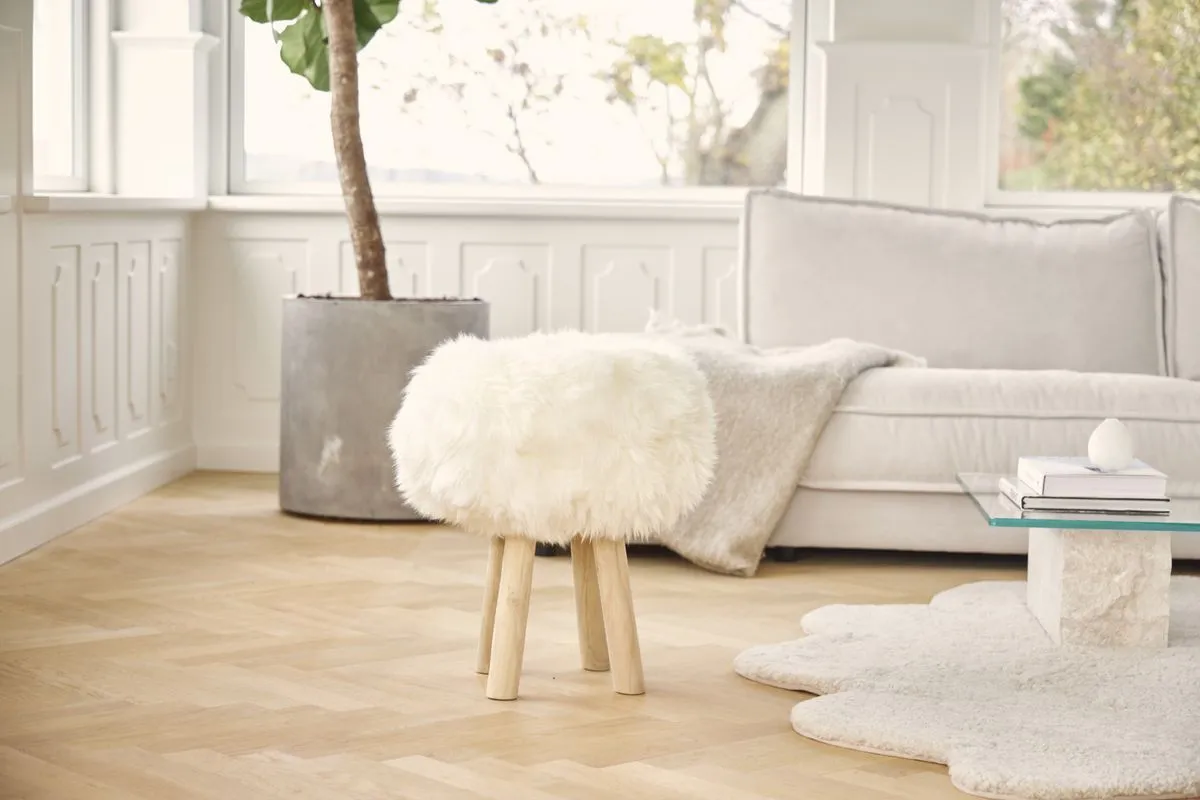 Sheepskin Stool Cover | Ø35xH17 cm