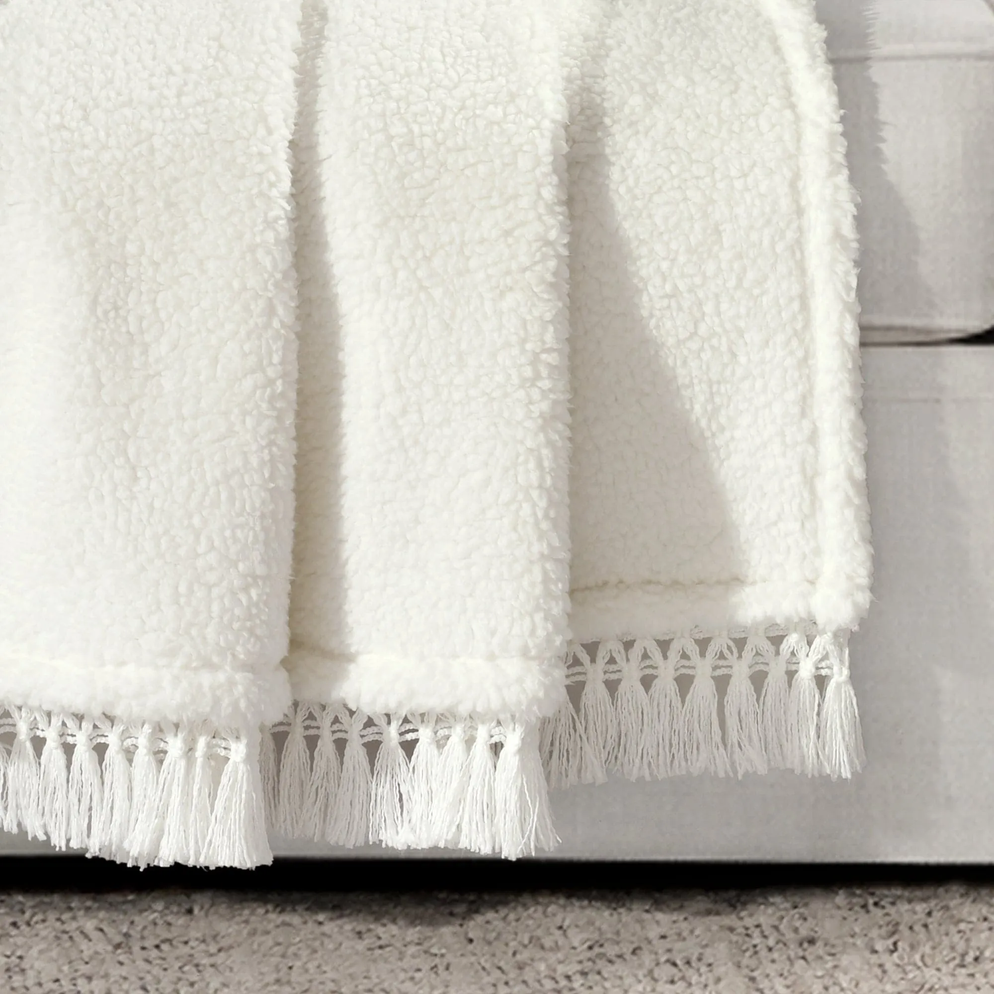 Sherpa Tassel Fringe Throw