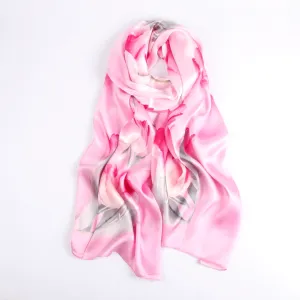 Silk Scarf Collections|Blossom Range|Tulip Design|Pink|Long Silk Scarf