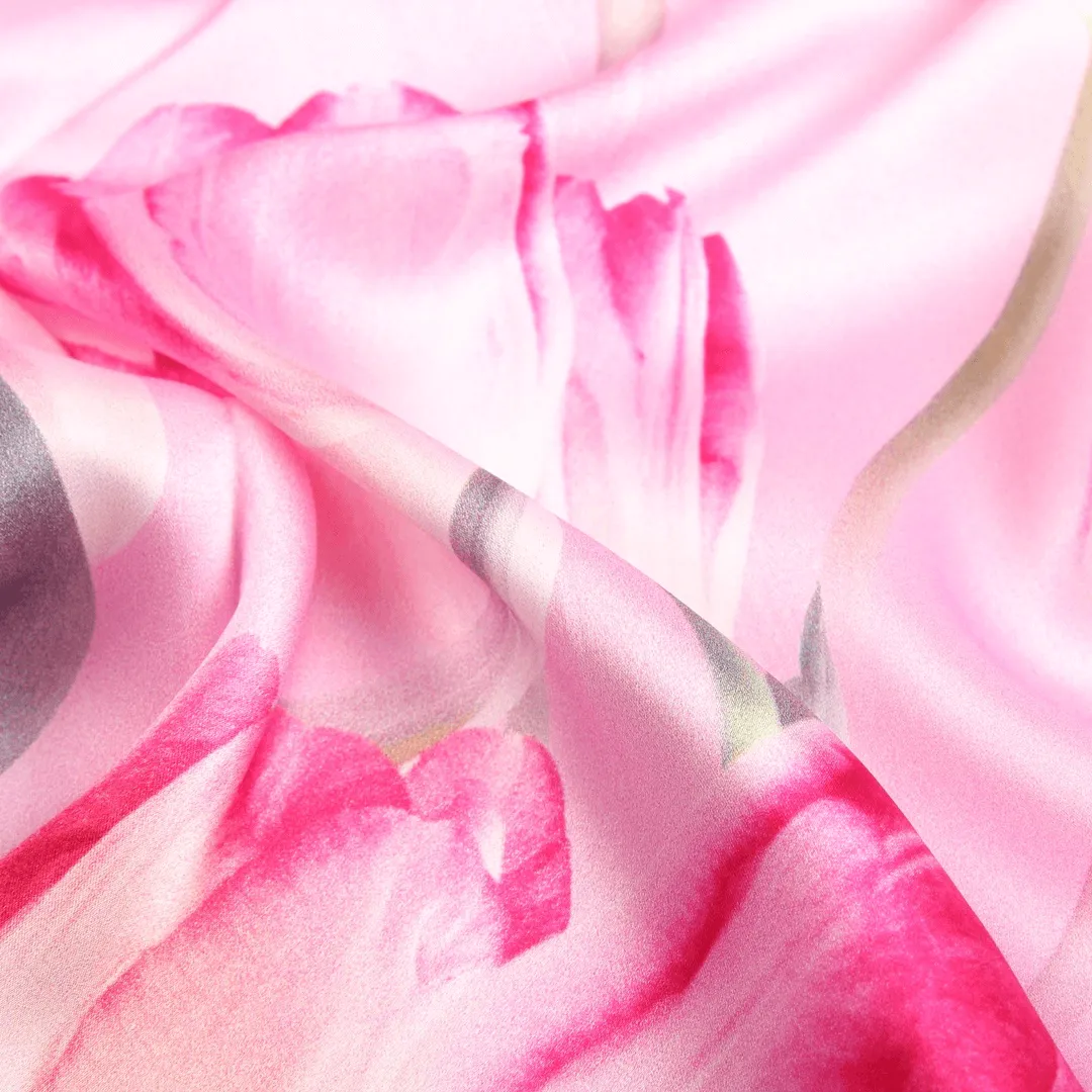 Silk Scarf Collections|Blossom Range|Tulip Design|Pink|Long Silk Scarf