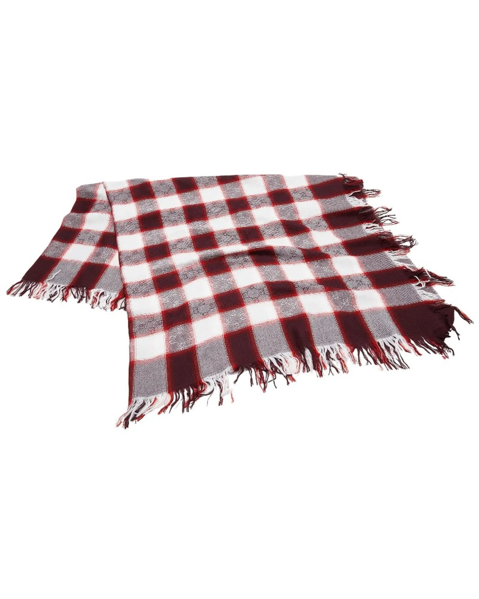 Silk Wool GG Stole in Wine Red and White for Women - Pre-owned Luxury Scarf by Gucci