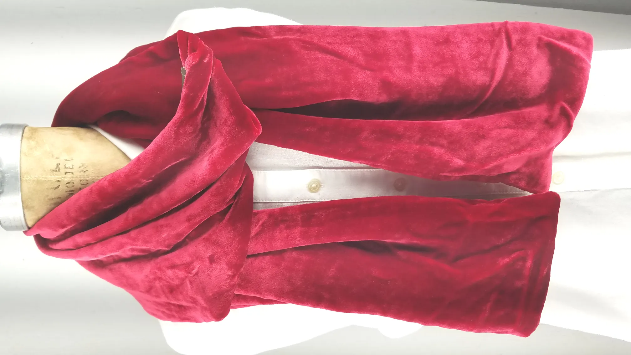 Solid Red Orange Silk Velvet Scarf