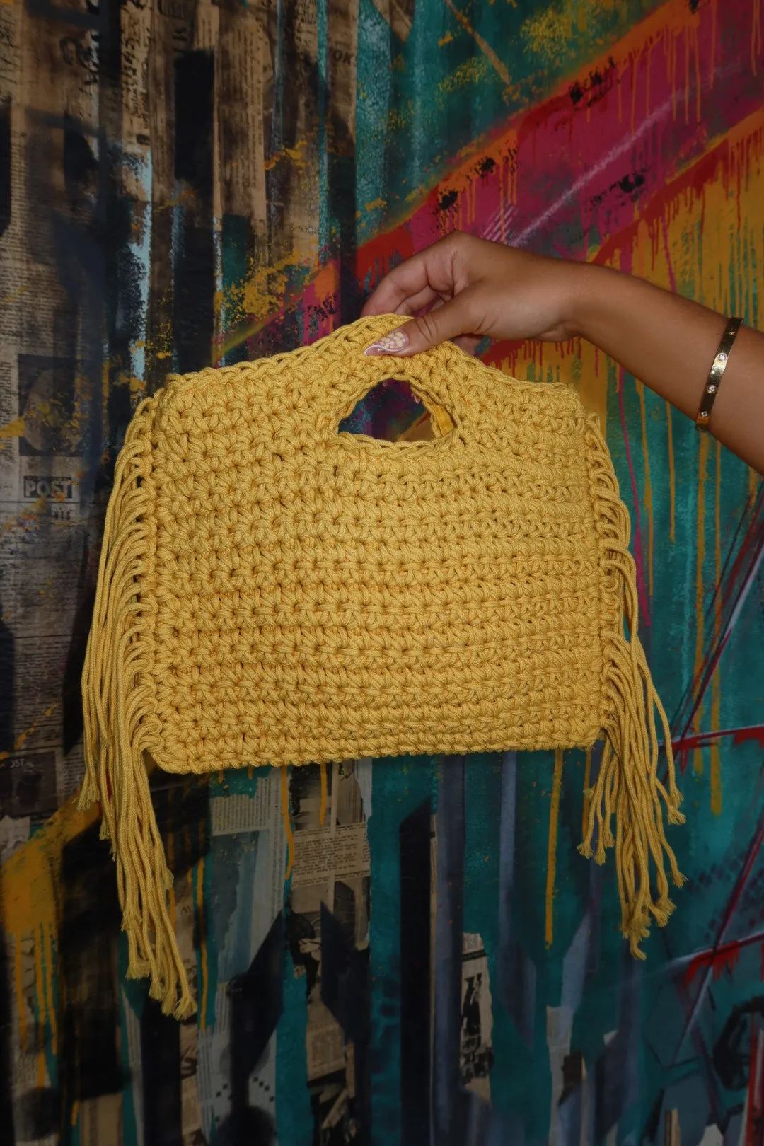 ST.JORDI Crochet Tassel Bag -Yellow