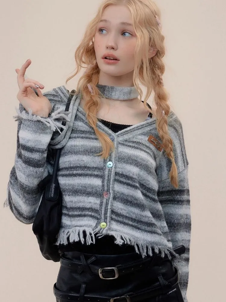 Tassel scarf sweater cardigan jacket【s0000003783】