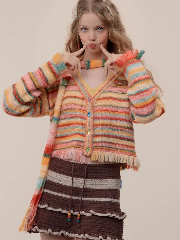 Tassel scarf sweater cardigan jacket【s0000003783】