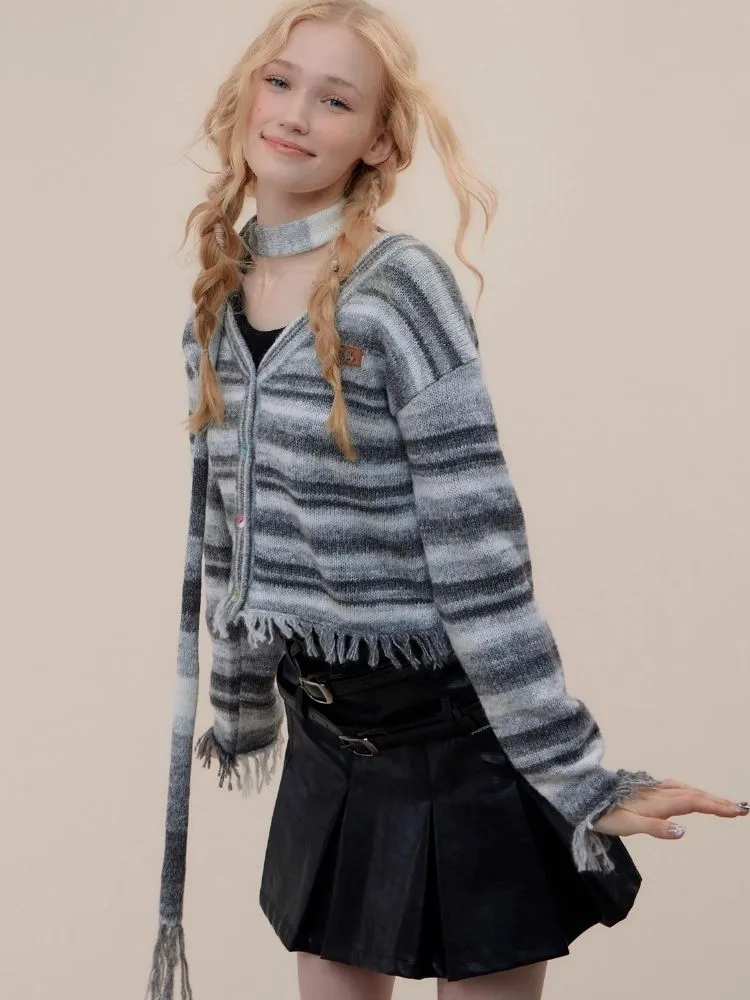 Tassel scarf sweater cardigan jacket【s0000003783】