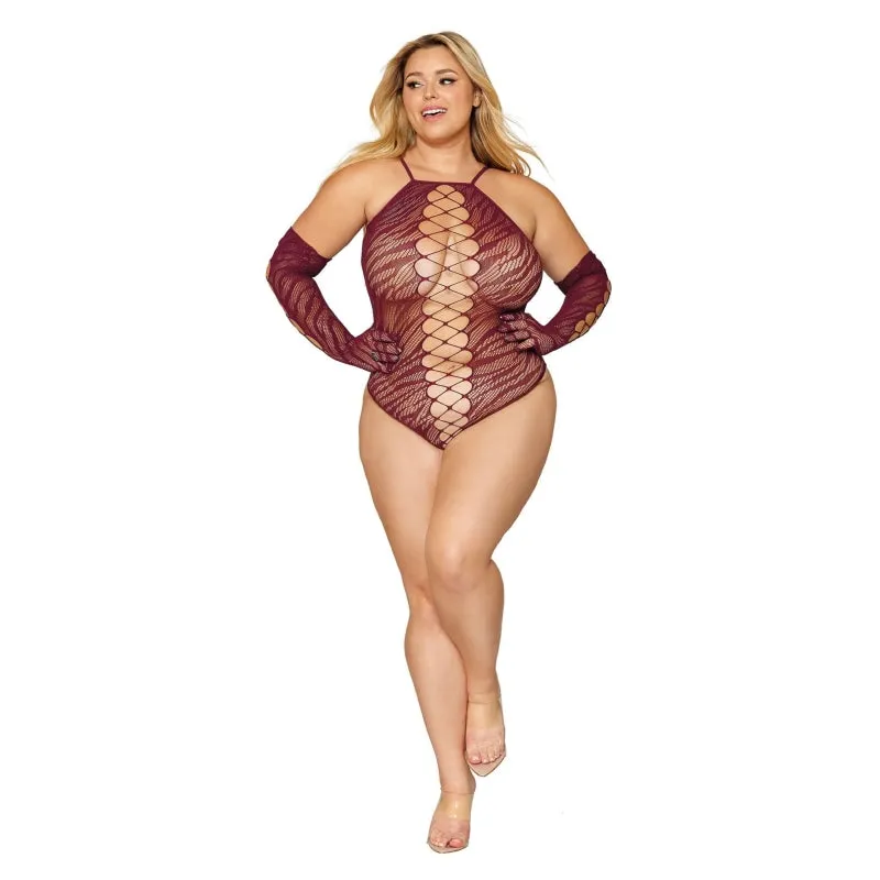 Teddy and Gloves - Queen Size - Burgundy