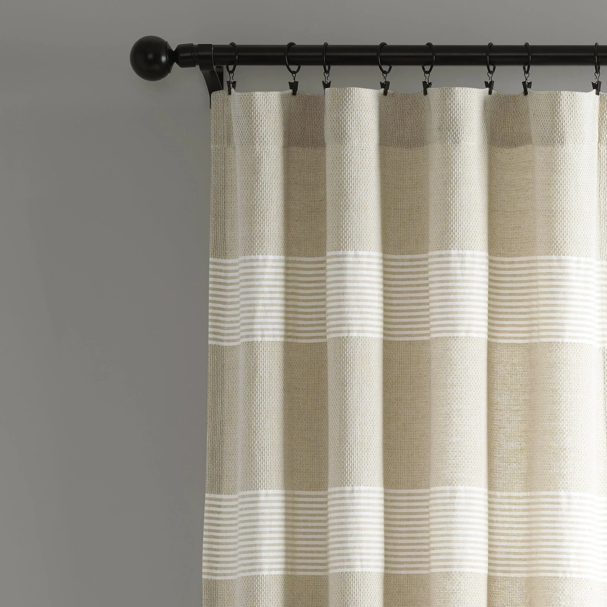 Tucker Stripe Yarn Dyed Knotted Tassel Window Curtain Panel Set