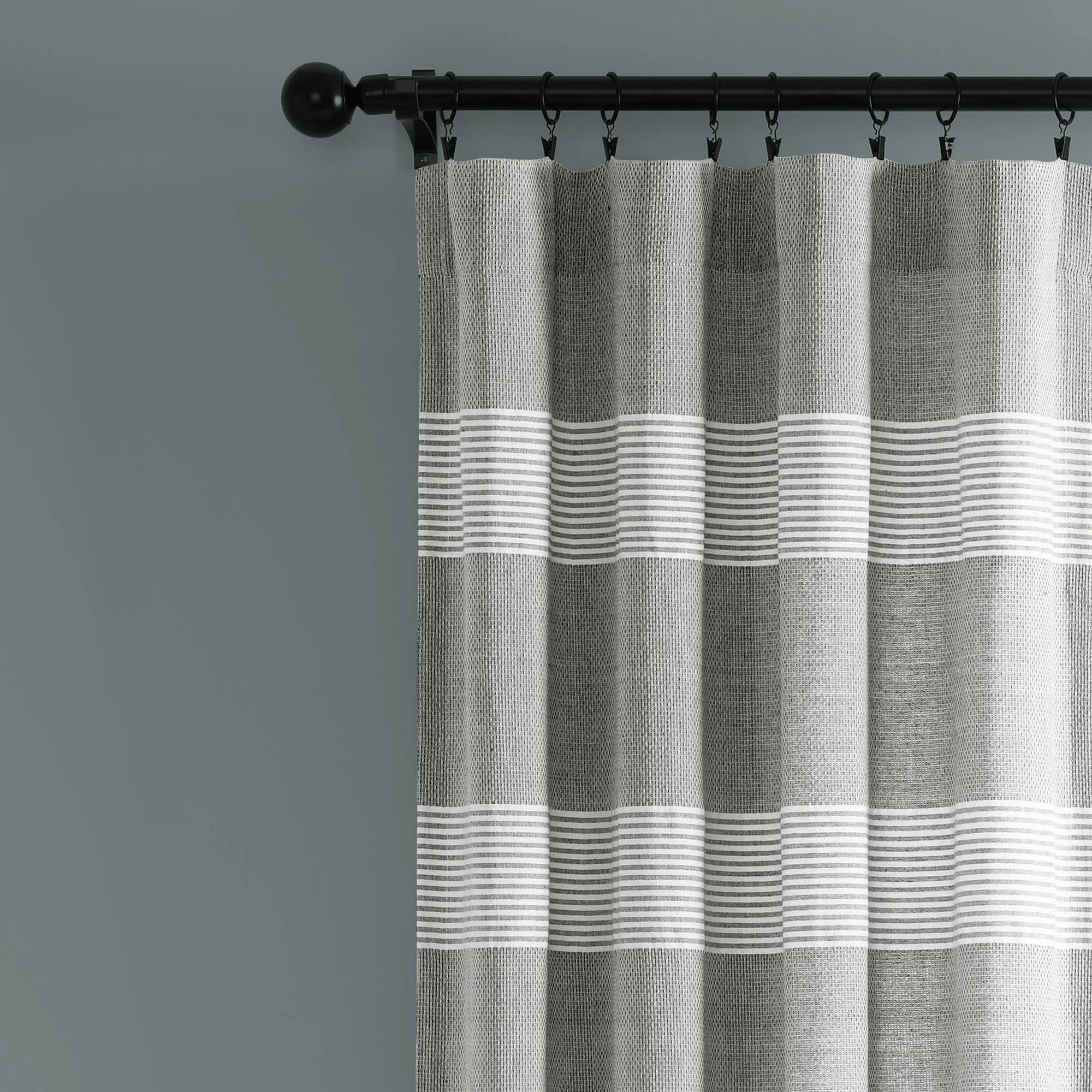 Tucker Stripe Yarn Dyed Knotted Tassel Window Curtain Panel Set