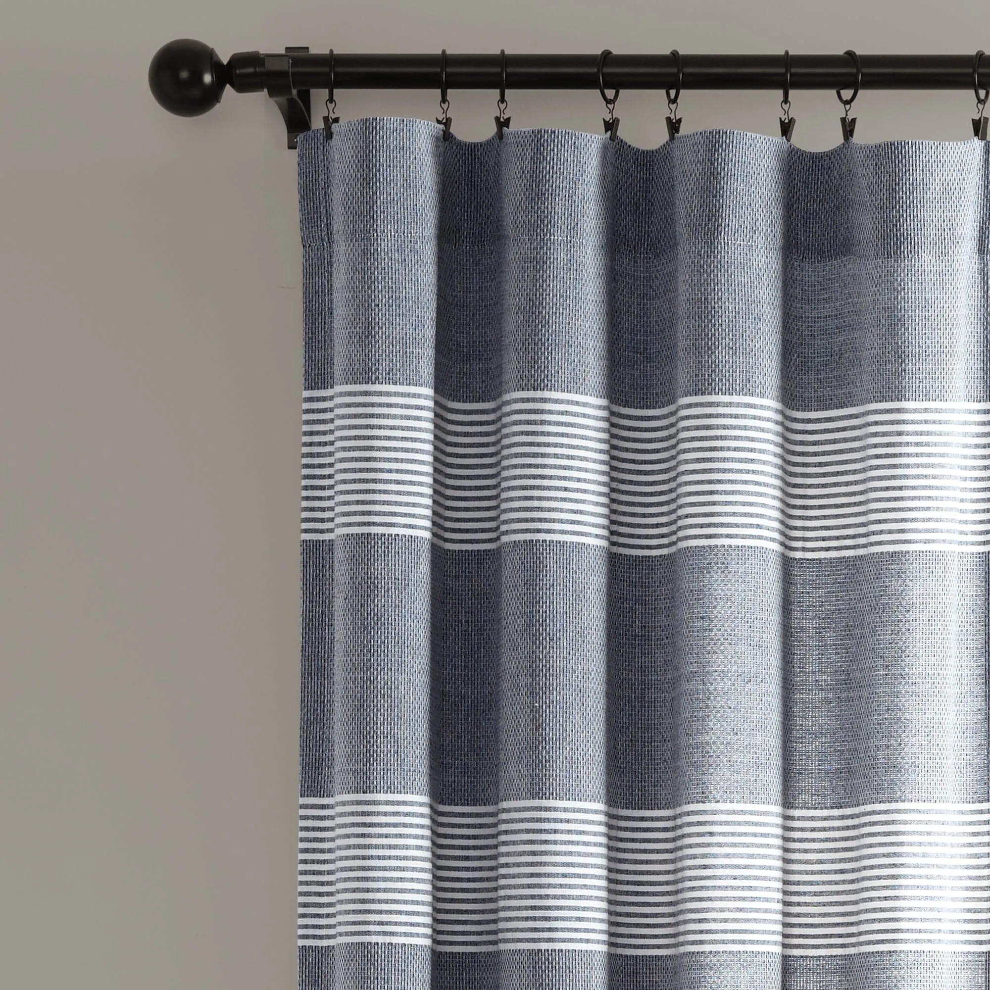 Tucker Stripe Yarn Dyed Knotted Tassel Window Curtain Panel Set