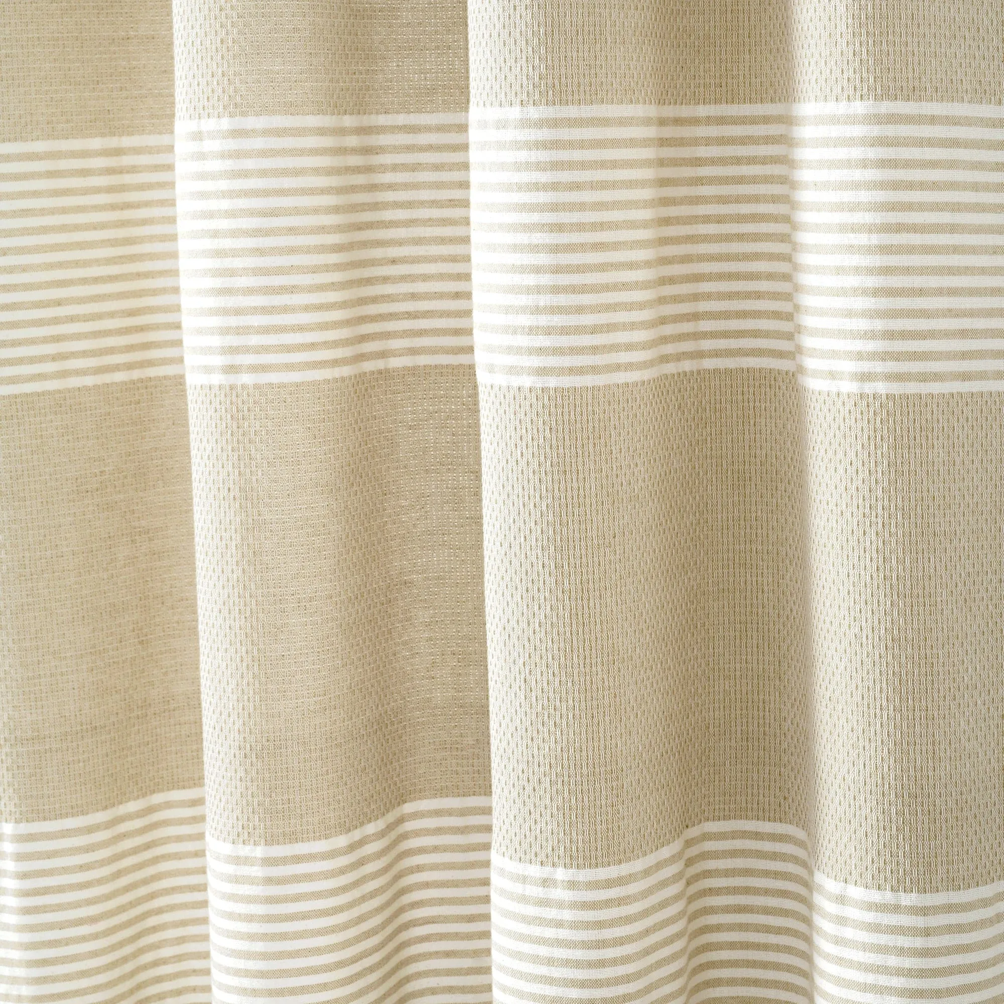 Tucker Stripe Yarn Dyed Knotted Tassel Window Curtain Panel Set