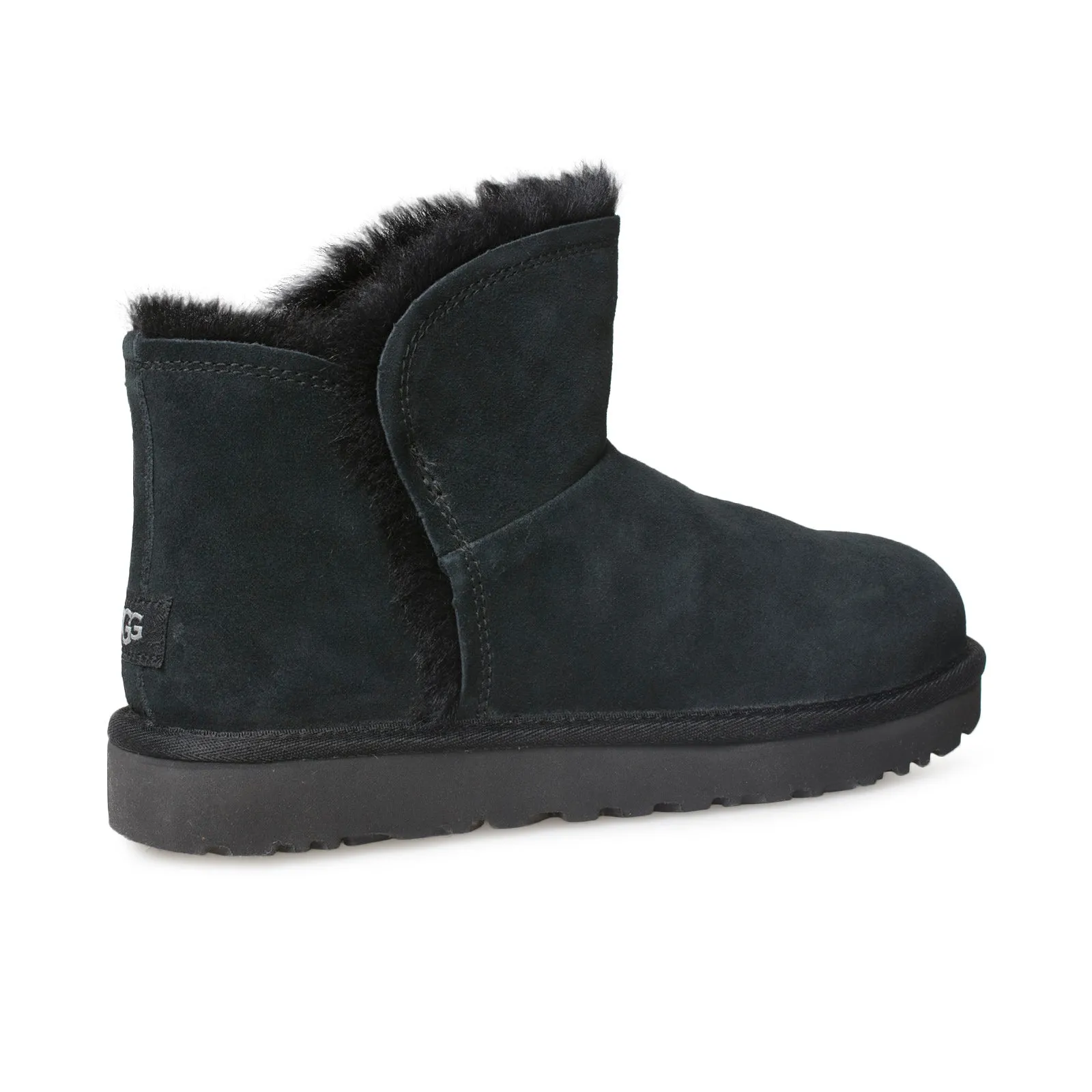 UGG Classic Mini Fluff High Low Black Boots - Women's