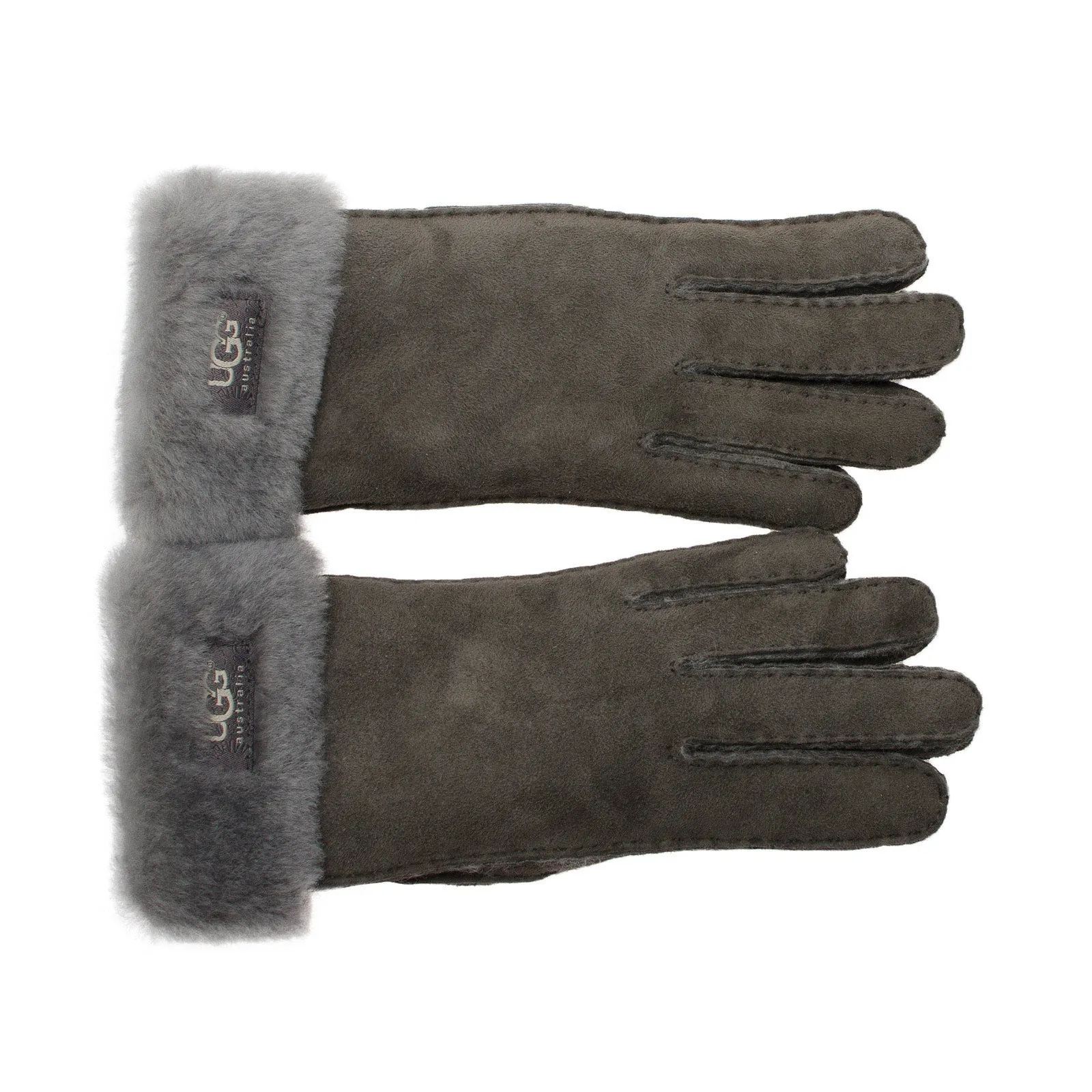 UGG Shearling Sheepskin GRAY Suede Gloves - Women's