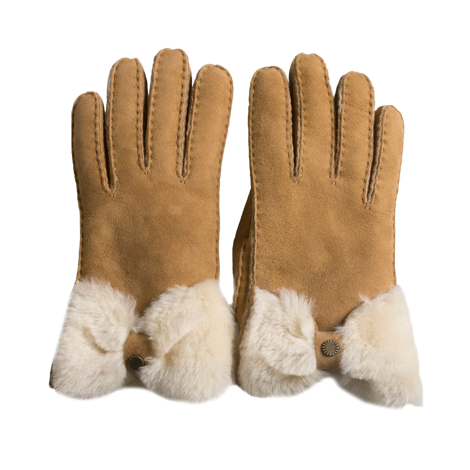 UGG Sheepskin Bow Chestnut Gloves - Women's