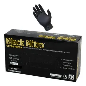 Ultra Fresh Black Nitro Nitrile Gloves Powder Free Small 100pcs