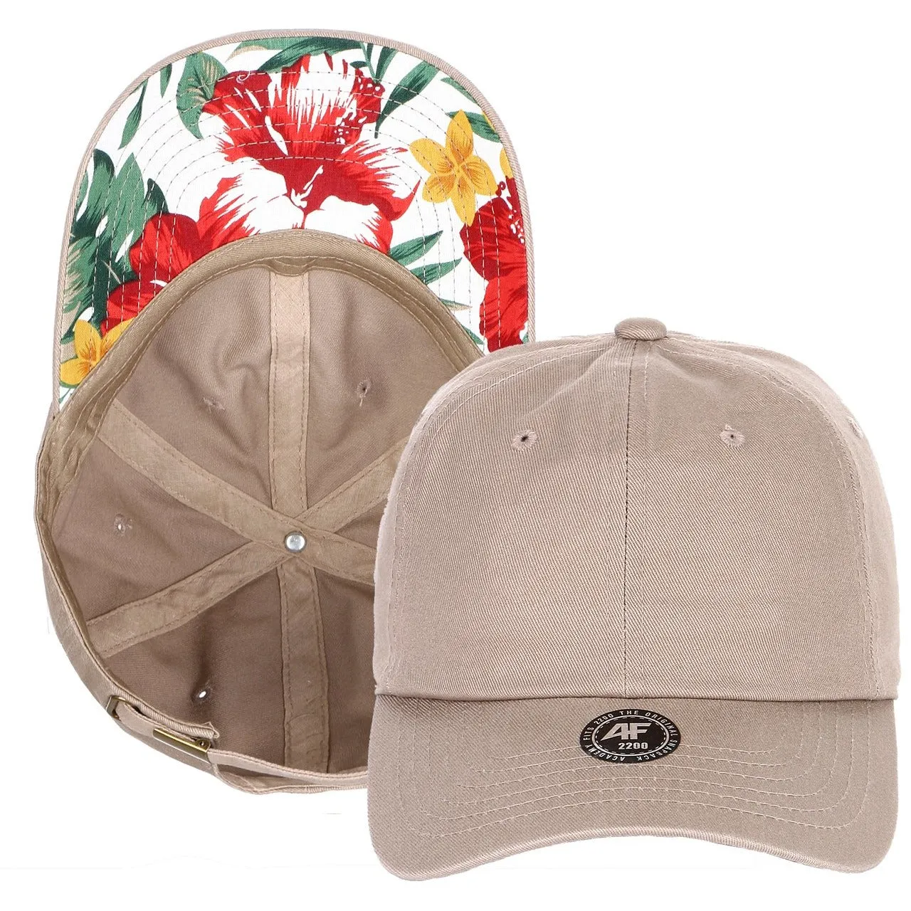 Unstructured Strapback Dad Hat with Floral Print Undervisor