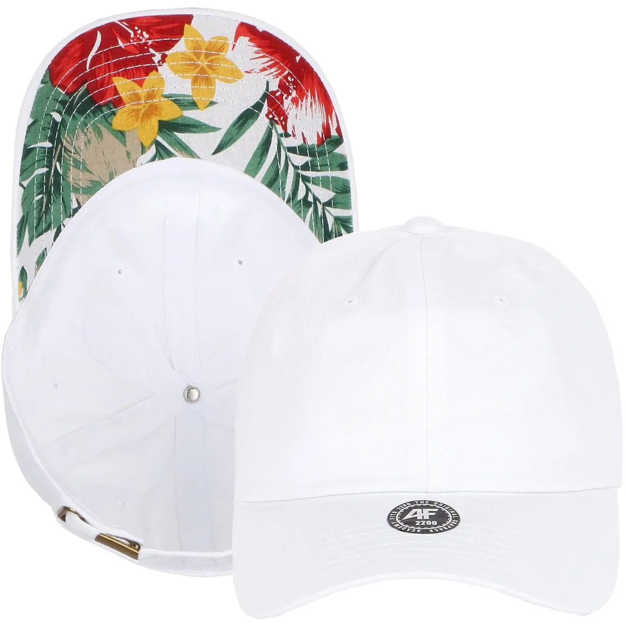 Unstructured Strapback Dad Hat with Floral Print Undervisor