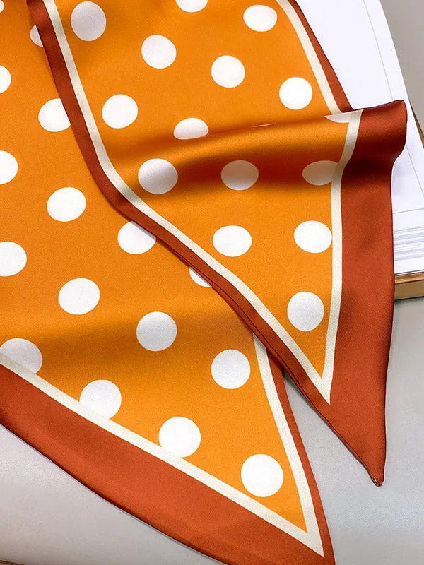 Vintage Polka-Dot Printed Hair Band& Silk Scarf