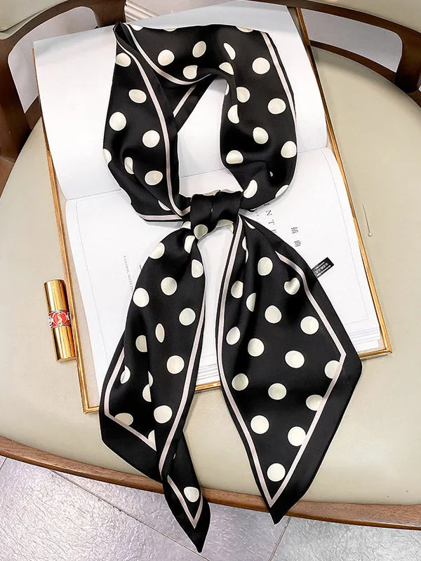 Vintage Polka-Dot Printed Hair Band& Silk Scarf