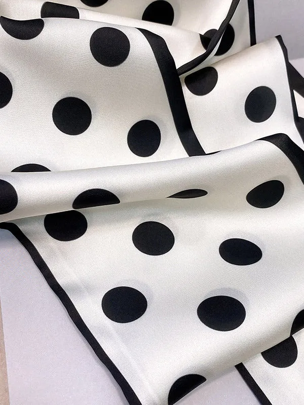 Vintage Polka-Dot Printed Hair Band& Silk Scarf