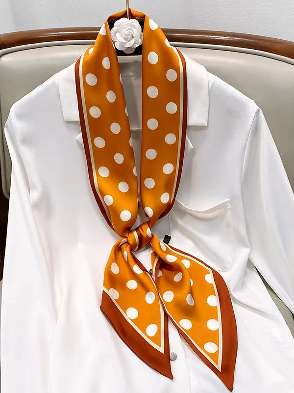 Vintage Polka-Dot Printed Hair Band& Silk Scarf