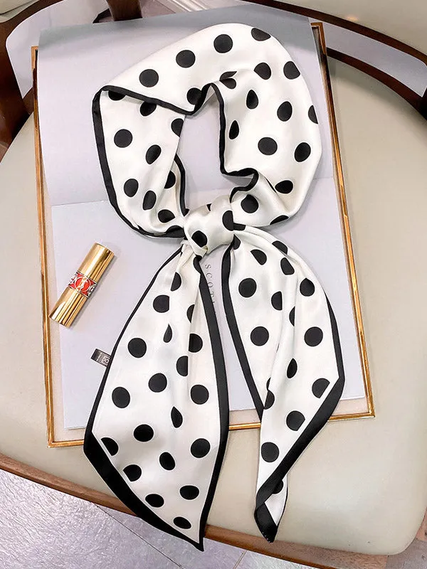 Vintage Polka-Dot Printed Hair Band& Silk Scarf