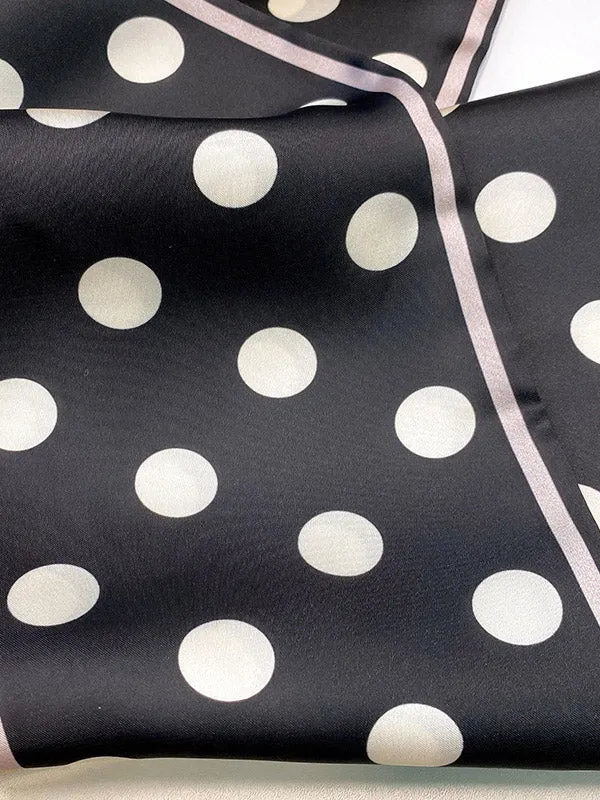 Vintage Polka-Dot Printed Hair Band& Silk Scarf