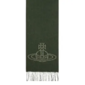 Vivienne Westwood Double Face Single Orb Saga Green Scarf