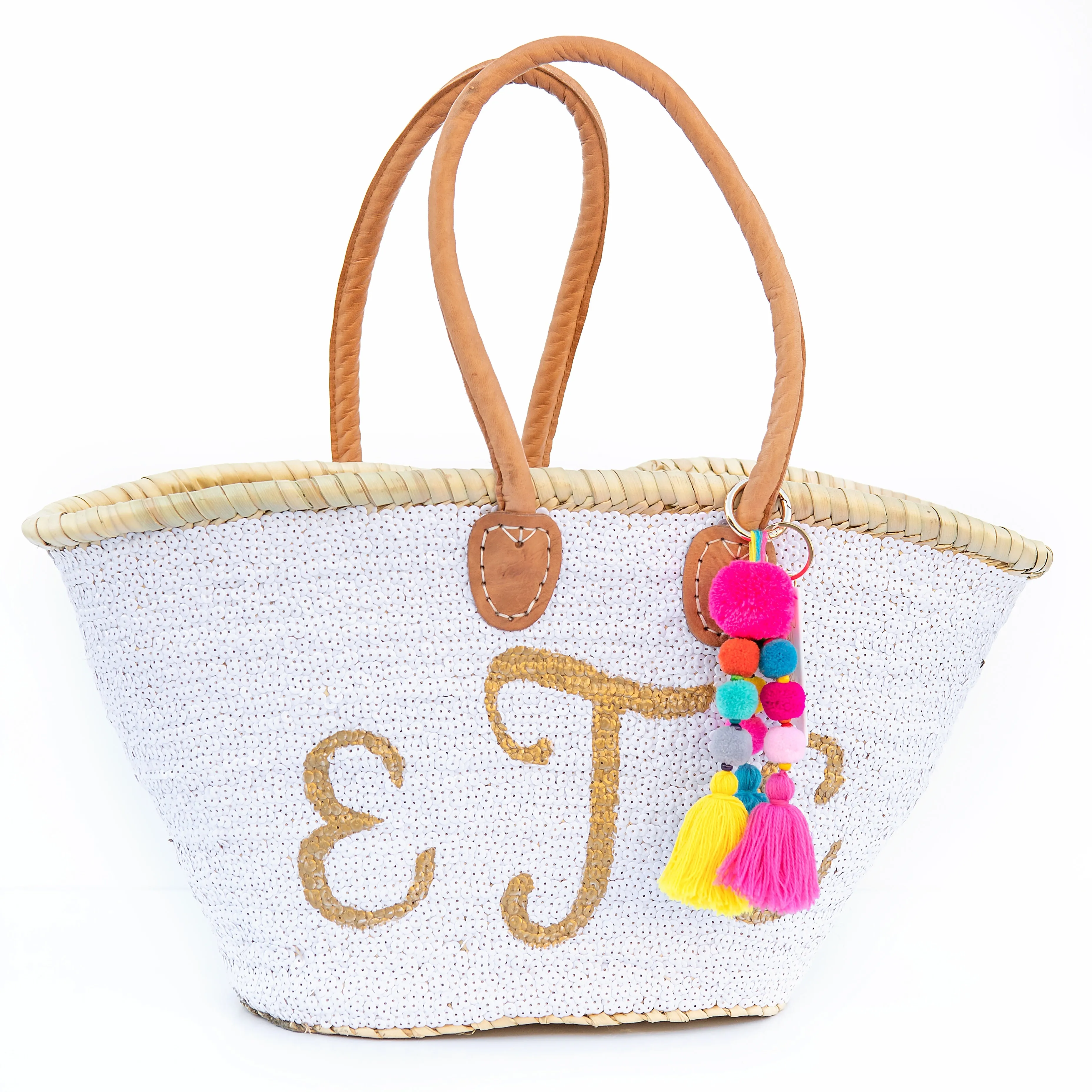 WHITE All-Sequin Beach Bag | Large