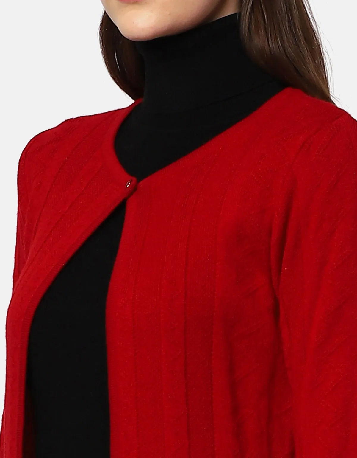 Women Woolen Designer Round Neck Shrug