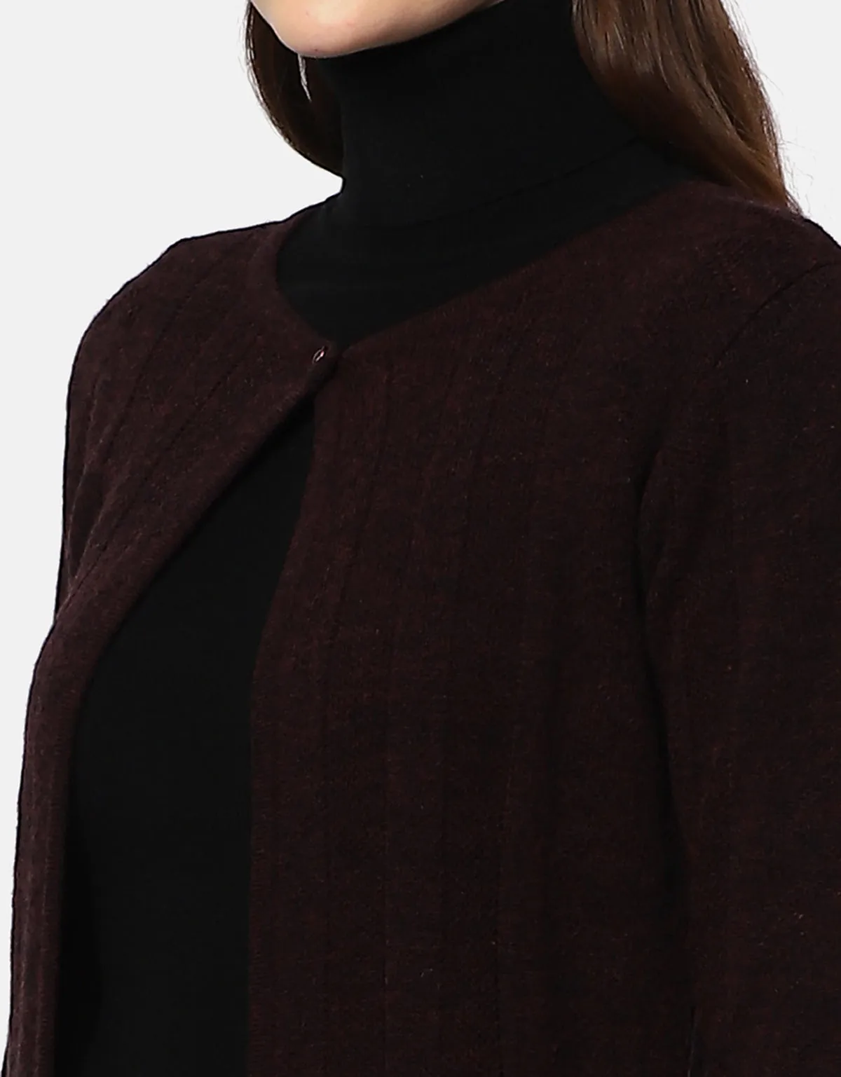 Women Woolen Designer Round Neck Shrug