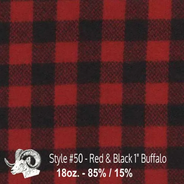 Wool Swatch - 50 - Red & Black 1" Buffalo