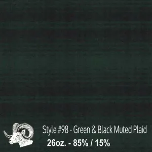 Wool Swatch - 98 - Green & Black Muted Plaid