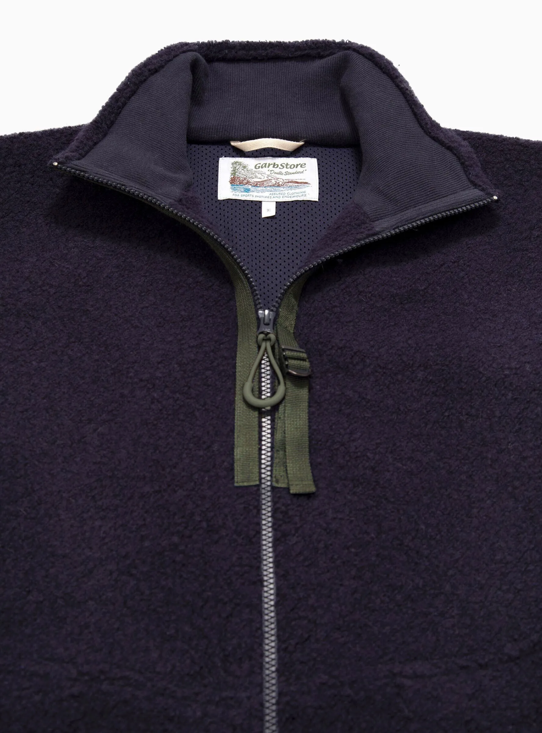 Wool Zip Up Fleece Navy